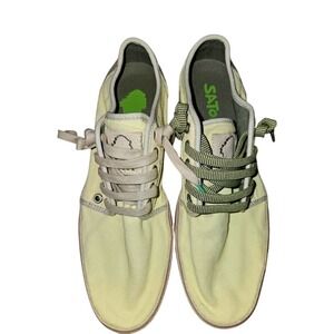 Satorisan Celery Green Casual Mens Tennies Skateboard Shoes with Mismatched Lace